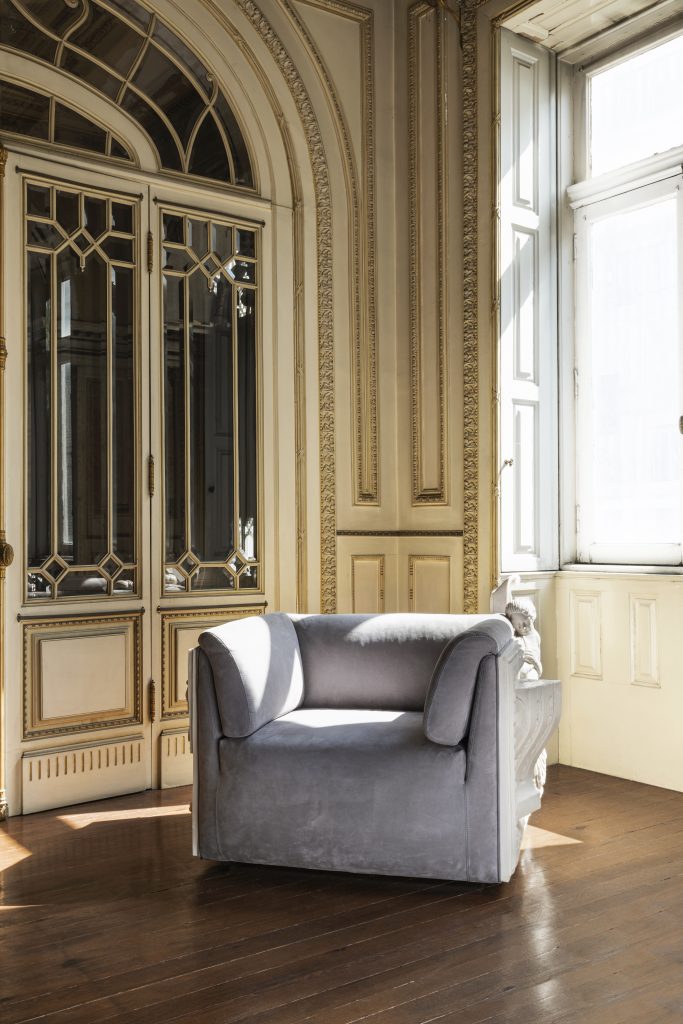 Intimate Luxury: Versailles Armchair with resin back with figures.
