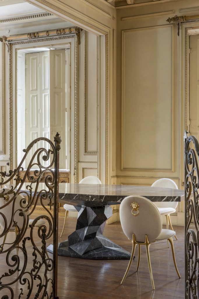 Intimate Luxury - Bonsai Dining Table in marble. Luxury dining space