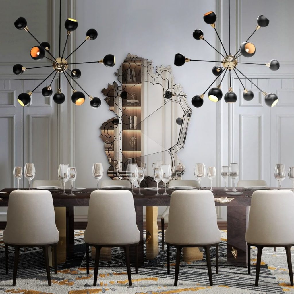 contemporary neutral dining table and room