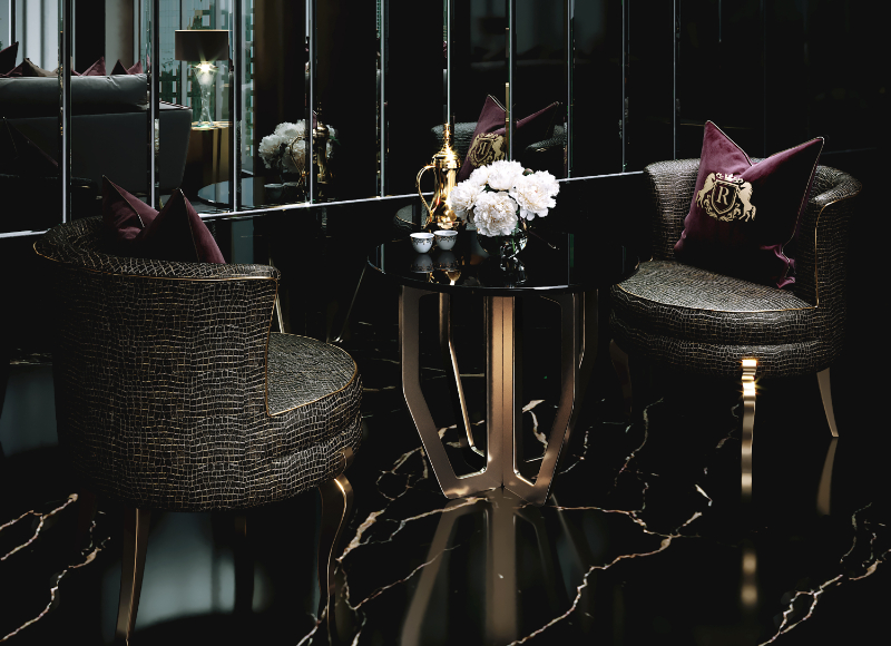 living area with dark tones