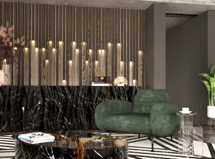 MODERN LIVING ROOM FILLED GLAMOROUS DETAILS