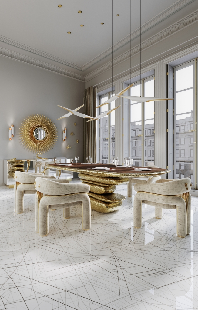 Gold Furniture- white dining chair with gold details