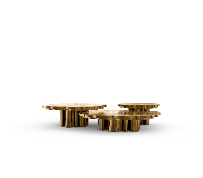 tree golden center table