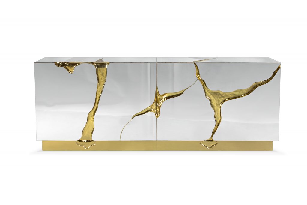 gold and white lapiaz sideboard