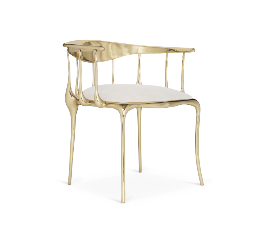 Gold Furniture- chairs with a gold metal fram, the seat in cream coloured fabric