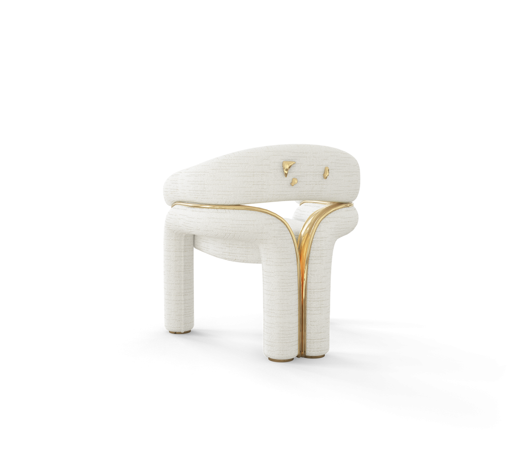Gold Furniture- white dining chair with gold details