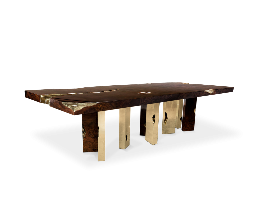wood and gold dining table