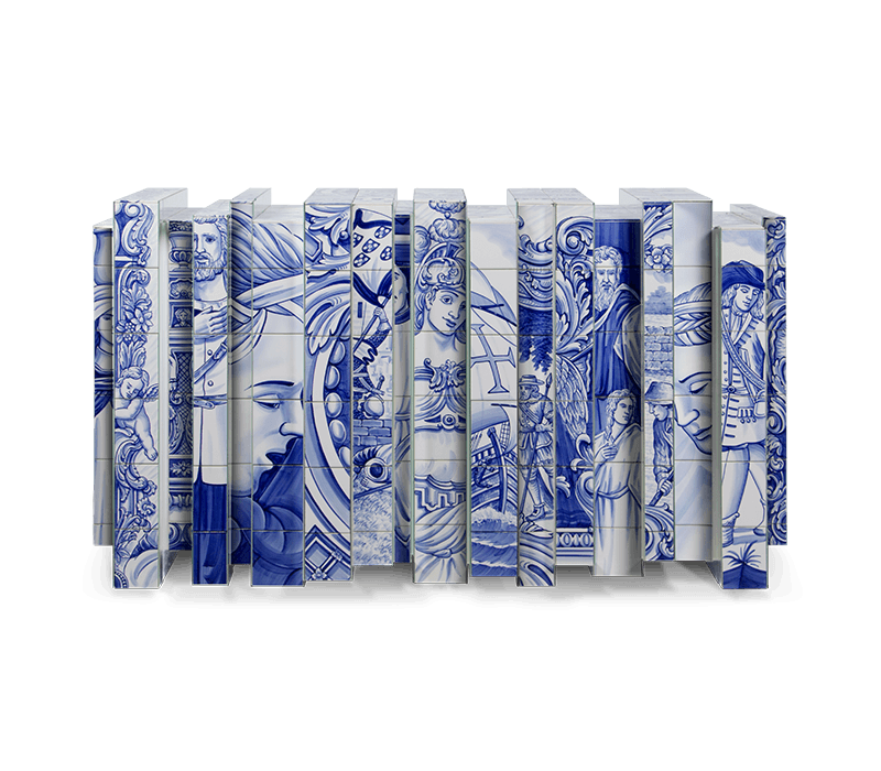 blue and white sideboard