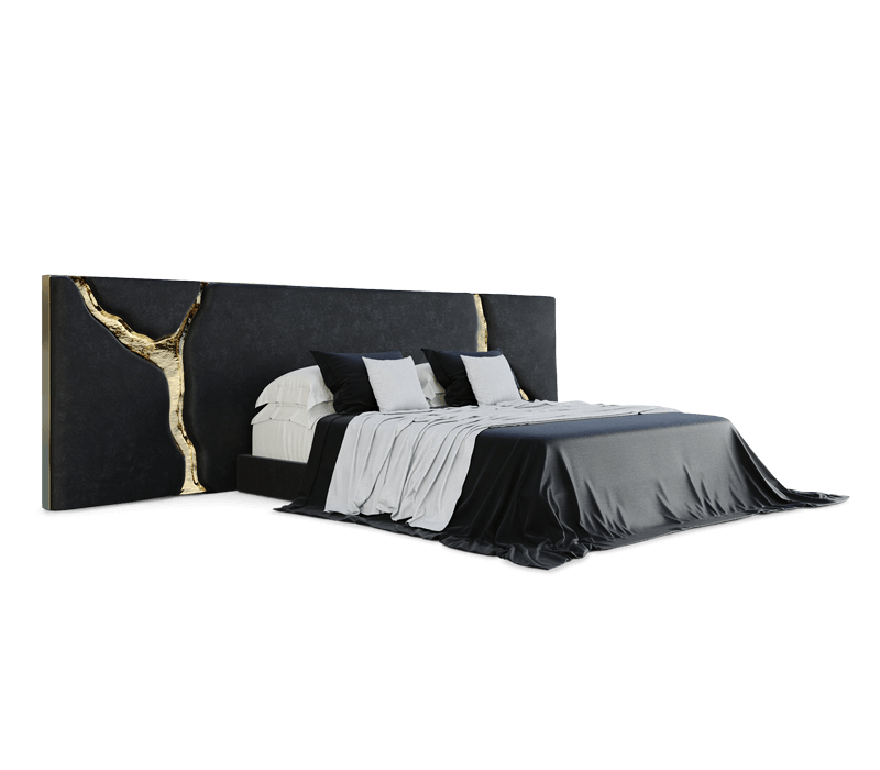 luxury houses - black and gold headboard