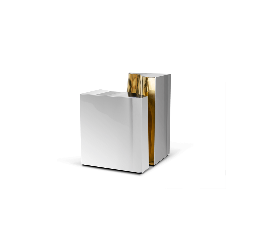 white and gold side table