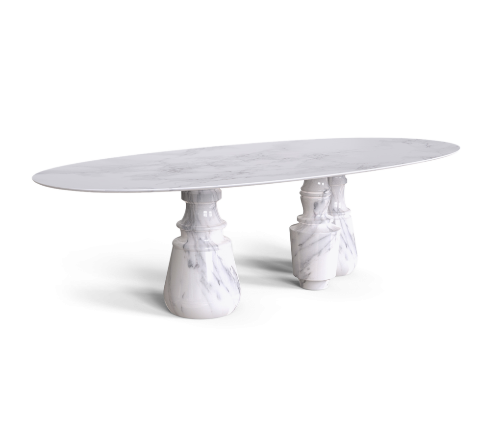 white marble dining table