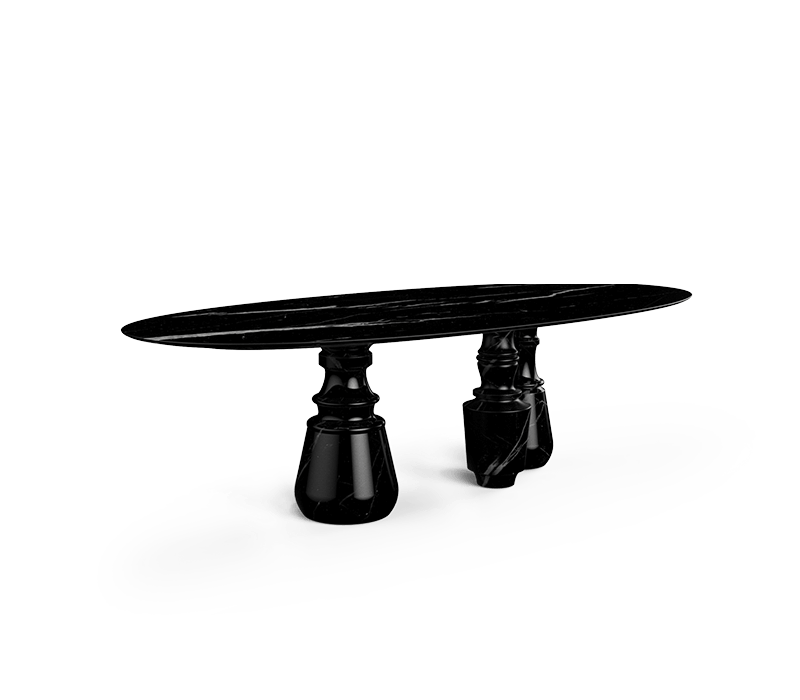 luxury dining table made with black marble
