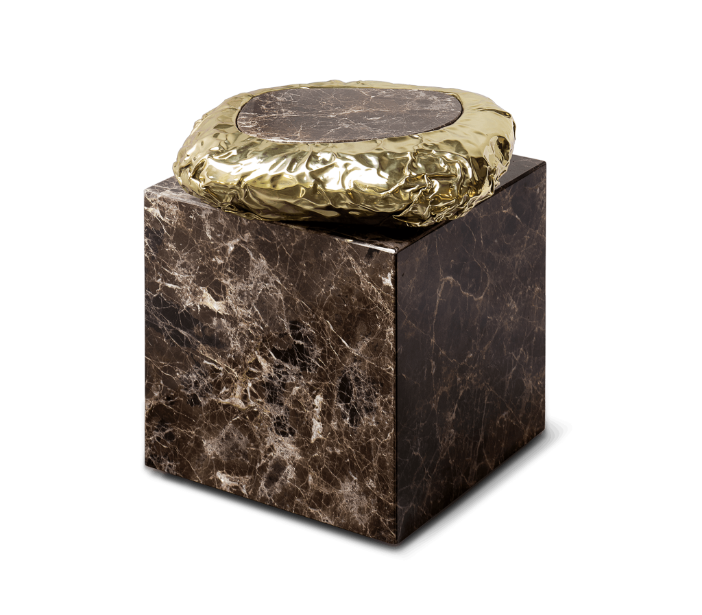 stonehenge Side Table in brown marble