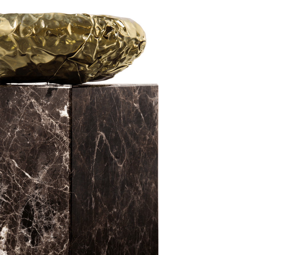 stonehenge Side Table in brown marble