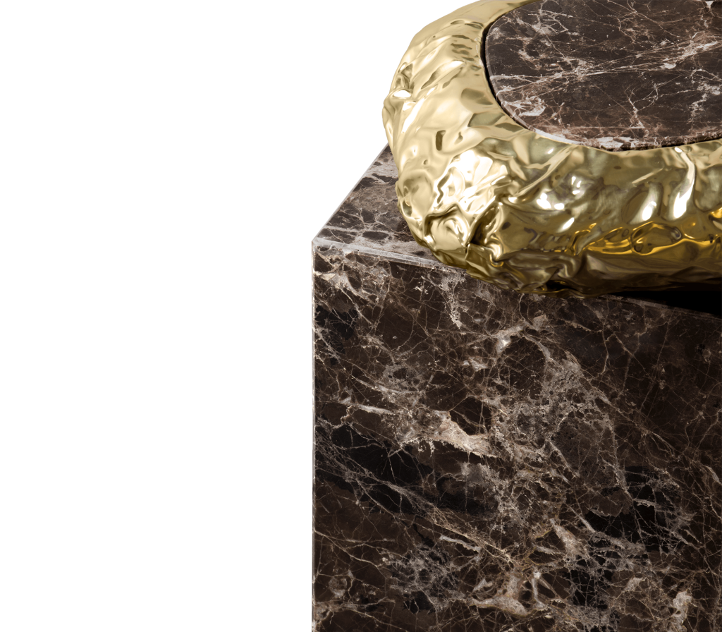 stonehenge Side Table in brown marble