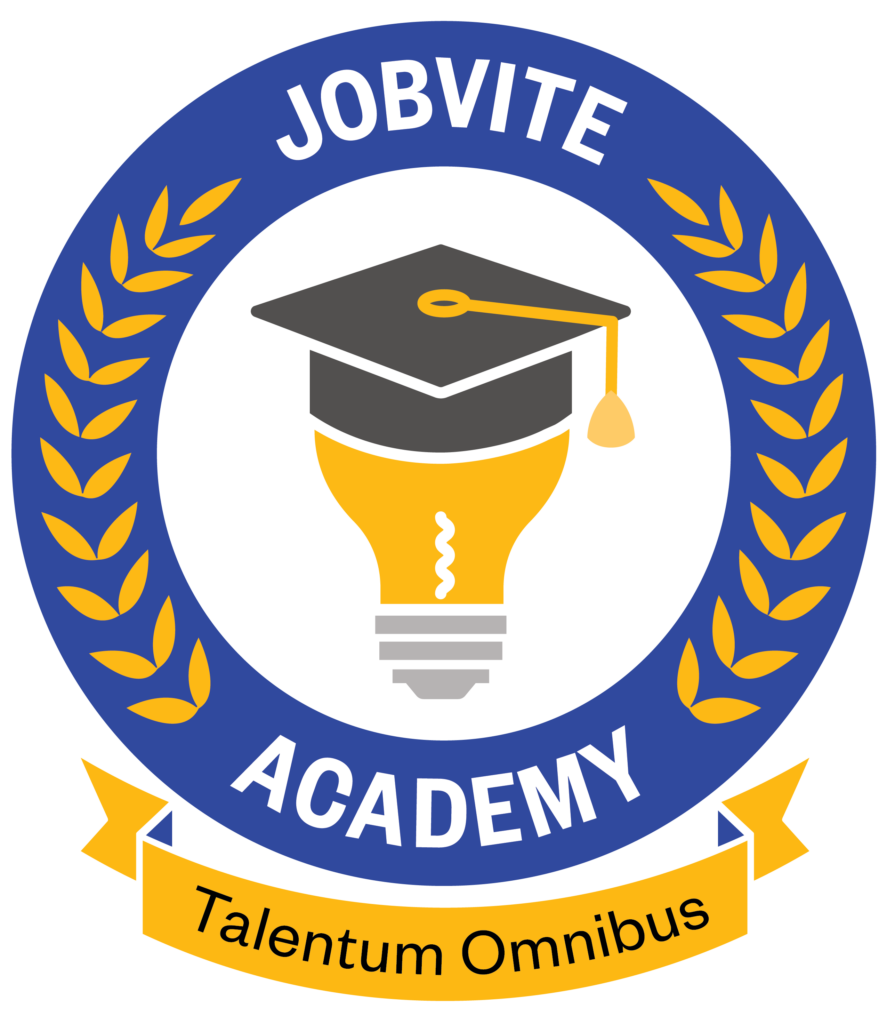 Jobvite Academy logo, a lightbulb with a graduation cap surrounded by a circle reading Jobvite Academy